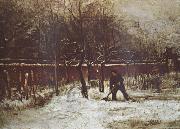 Vincent Van Gogh The Parsonage Garden at Nuenen in the Snow oil painting